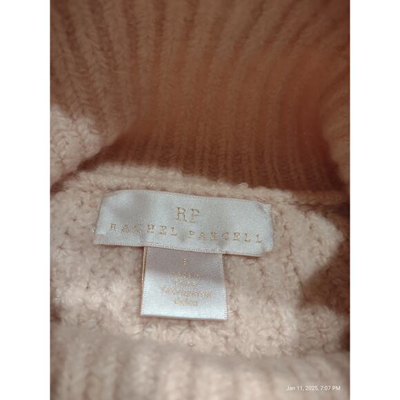 RACHEL PANCELL Pink Knubby Sweater Size S Long Sleeves Turtleneck Soft Feminine - Picture 5 of 6
